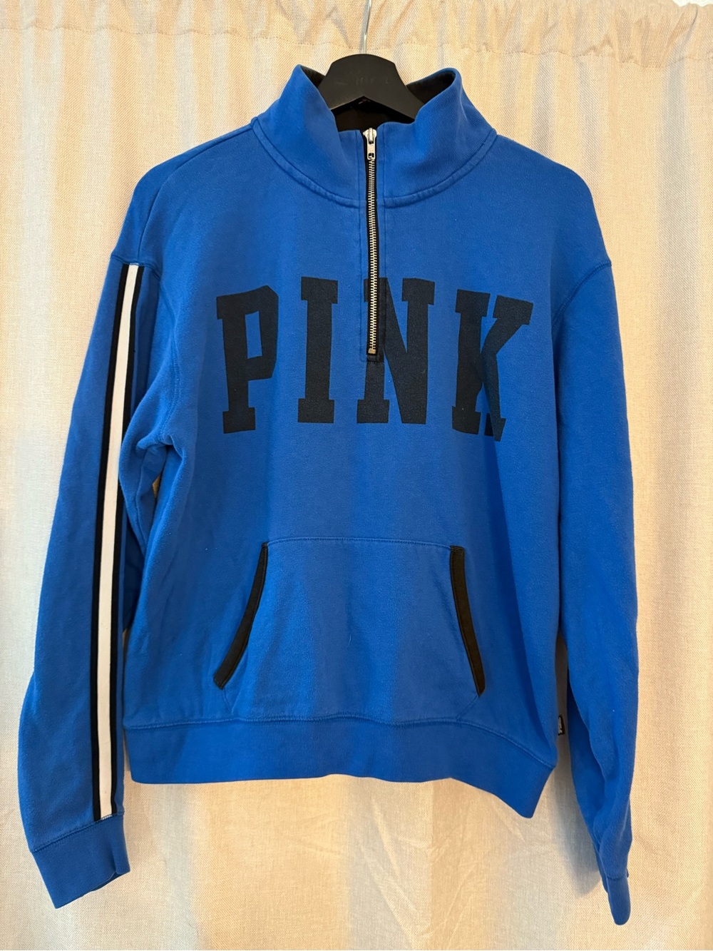 PINK Victoria’s Secret Blue Quarter Zip Pullover Sweatshirt Women’s Small